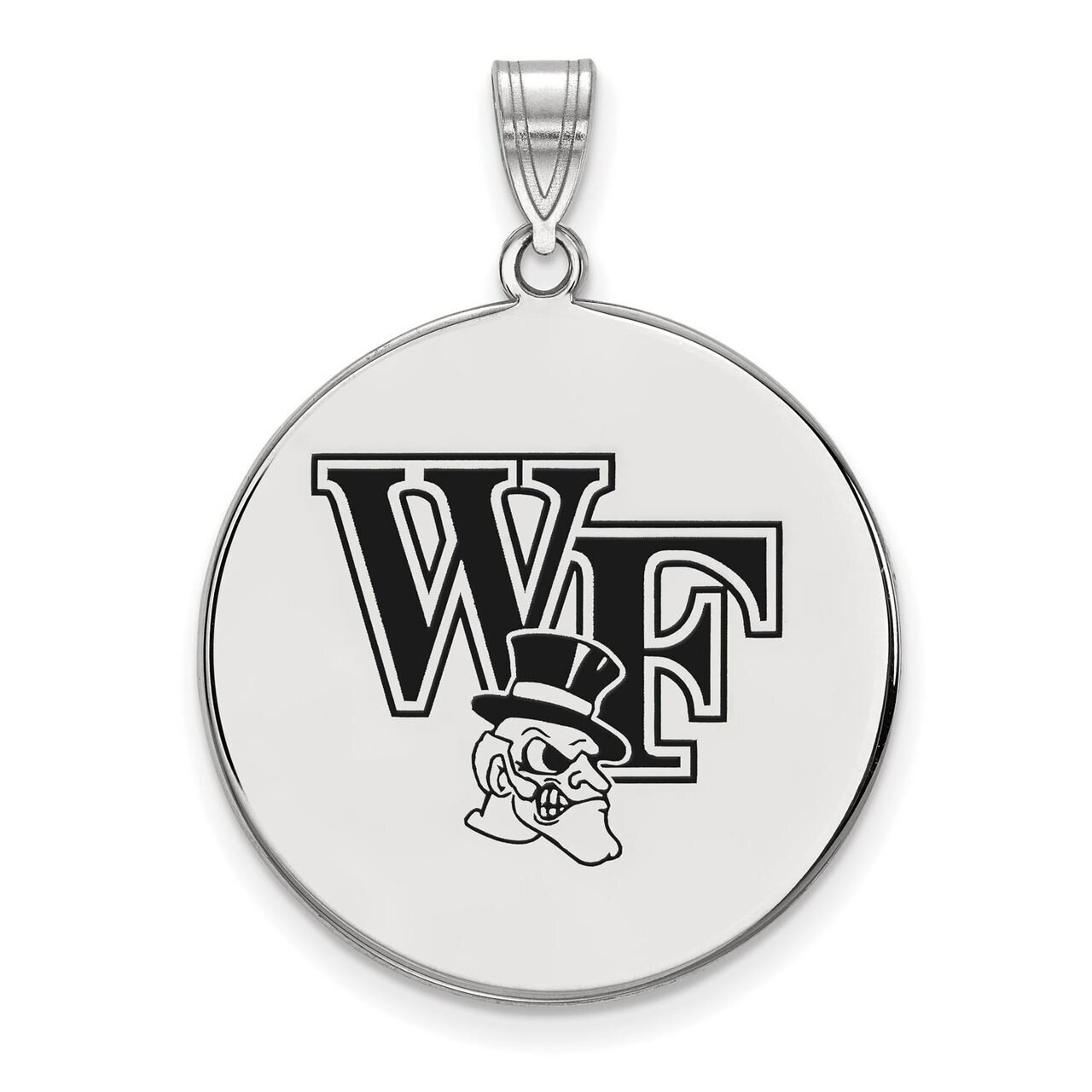 Wake Forest University Extra Large Enamel Disc Pendant Sterling Silver SS078WFU