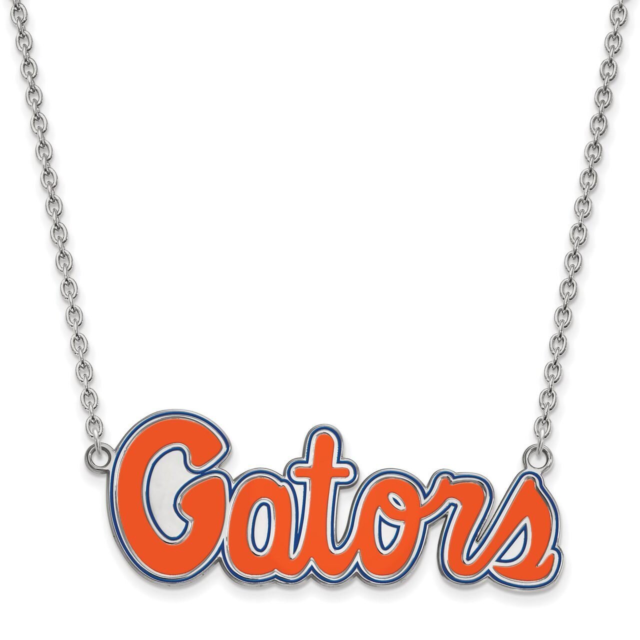 University of Florida Large Enamel Pendant with Necklace Sterling Silver SS081UFL