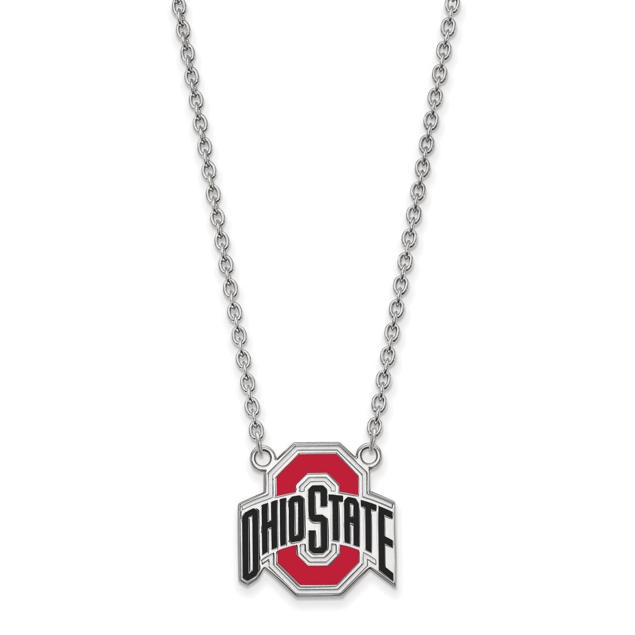 Ohio State University Large Enamel Pendant with Necklace Sterling Silver SS087OSU, MPN: SS087OSU, 8…
