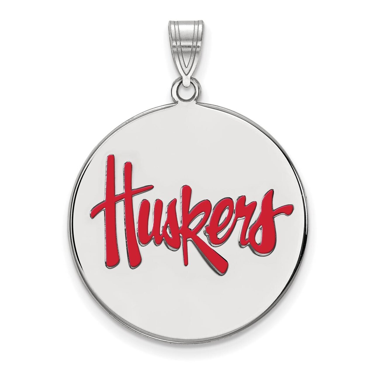 University of Nebraska Extra Large Enamel Disc Pendant Sterling Silver SS095UNE, MPN: SS095UNE, 886…
