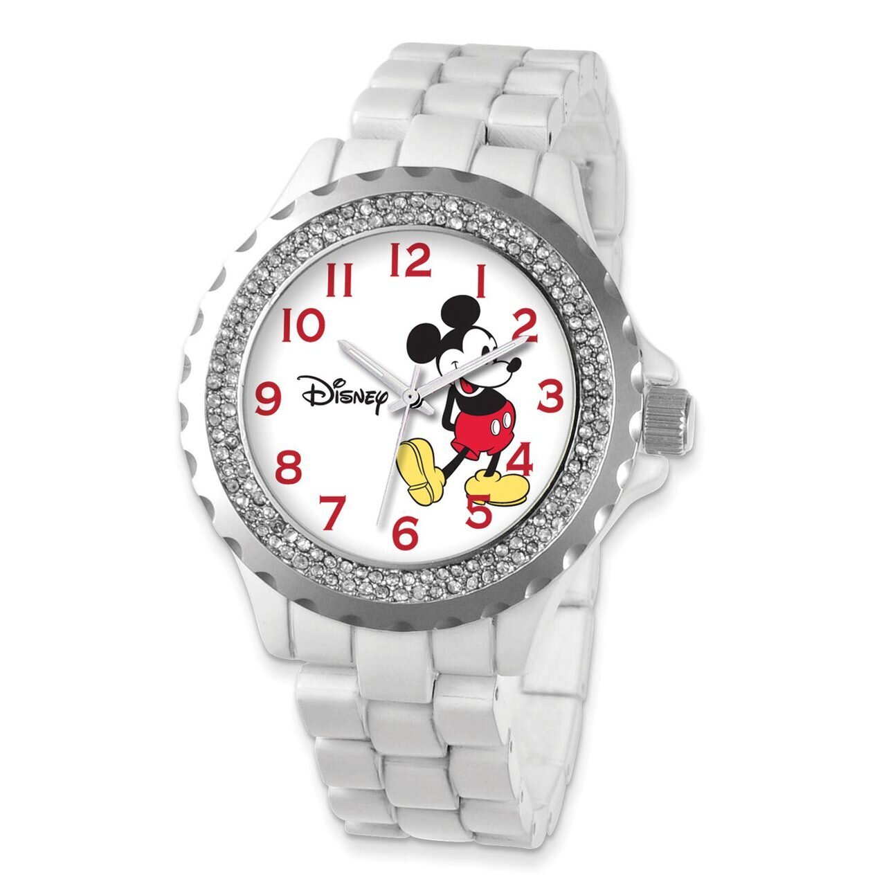 Disney White Band with Crystal Bezel Mickey Mouse Watch Adult Size XWA4391, MPN: XWA4391, 843231067…