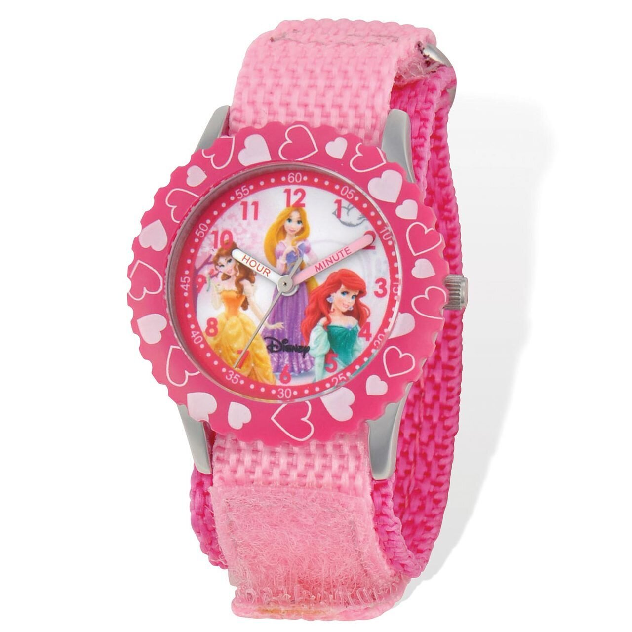 Disney Princess Pink Velcro Time Teacher Watch XWA4476