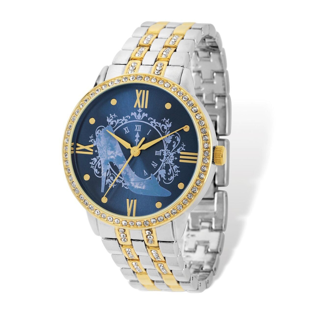 Ladies Disney Two-tone Blue Dial Cinderella Clock Slipper Watch XWA5098