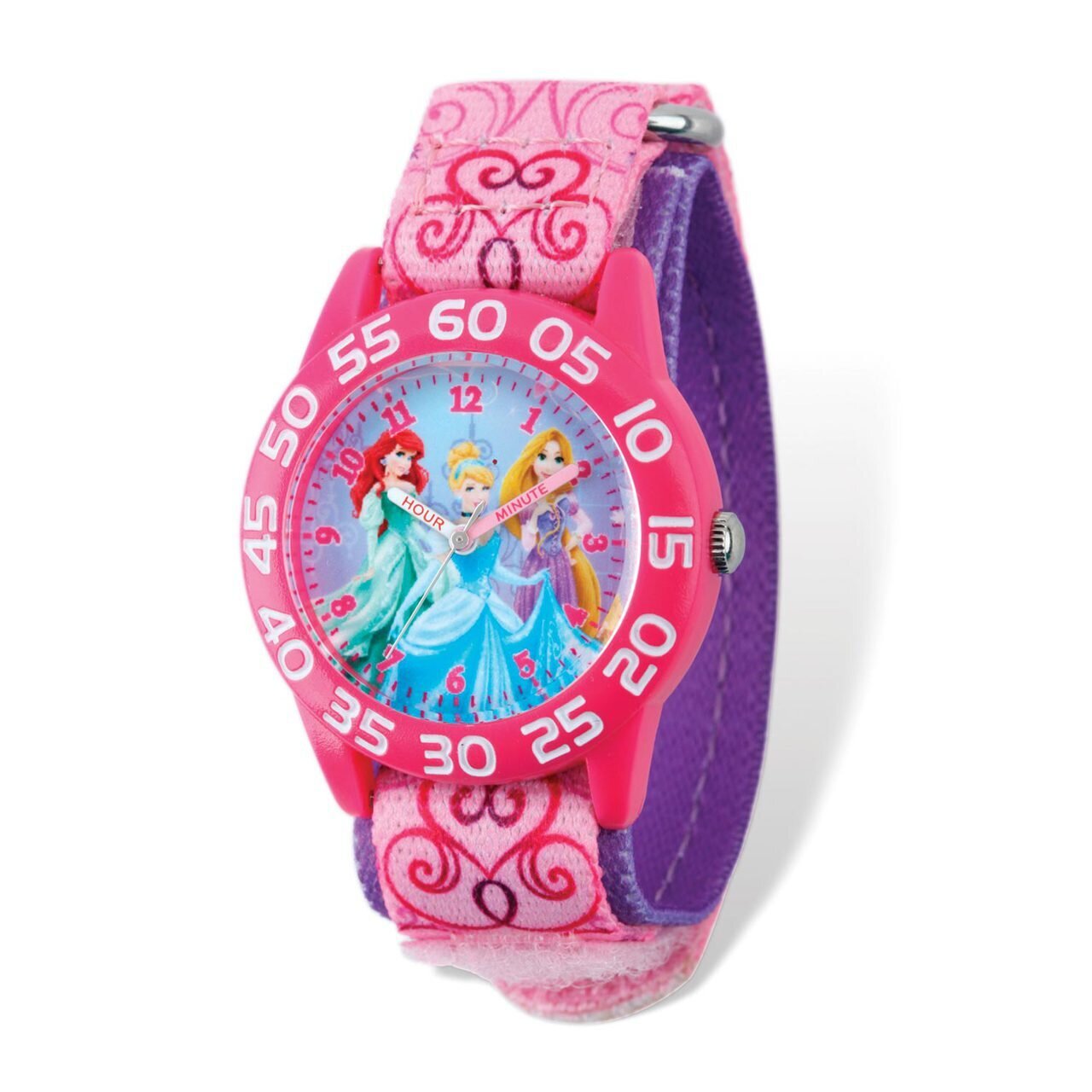 Disney Princesses Acrylic Pink Nylon Time Teacher Watch XWA5113