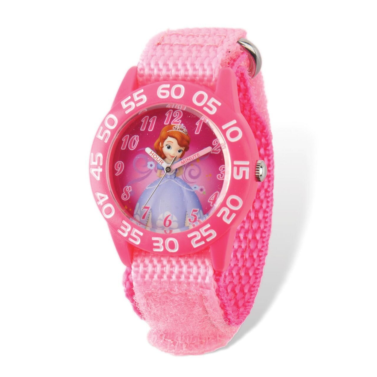 Disney Princess Sophia Acrylic Pink Nylon Time Teacher Watch XWA5119