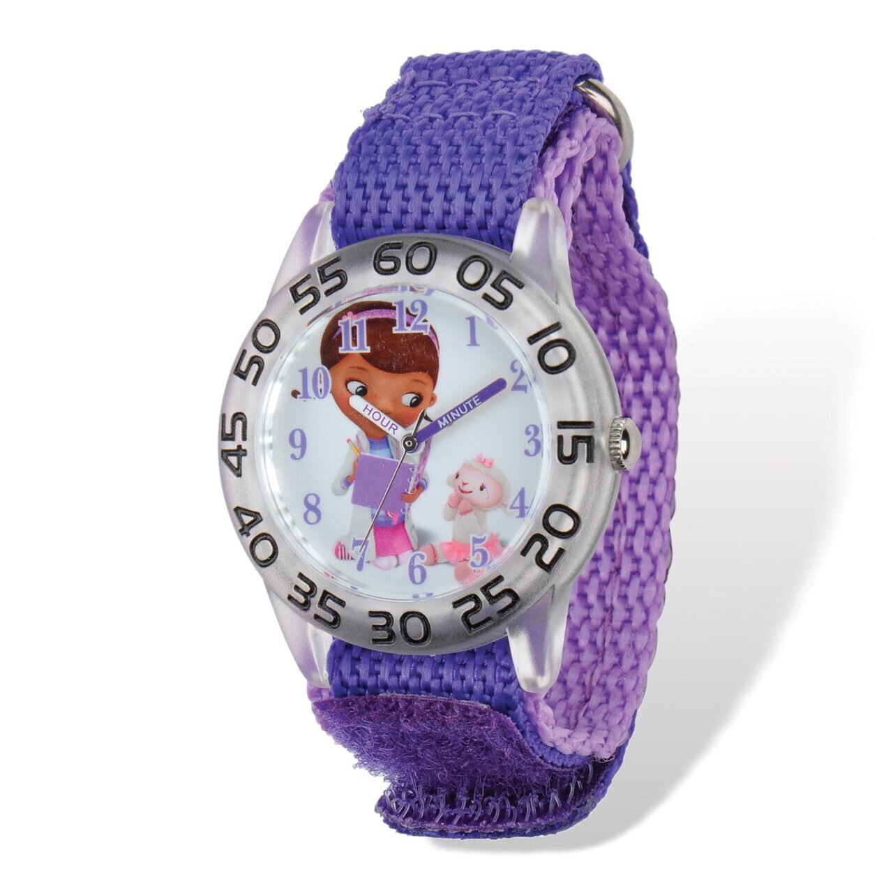 Disney Doc McStuffins Acrylic Purple Nylon Time Teacher Watch XWA5123