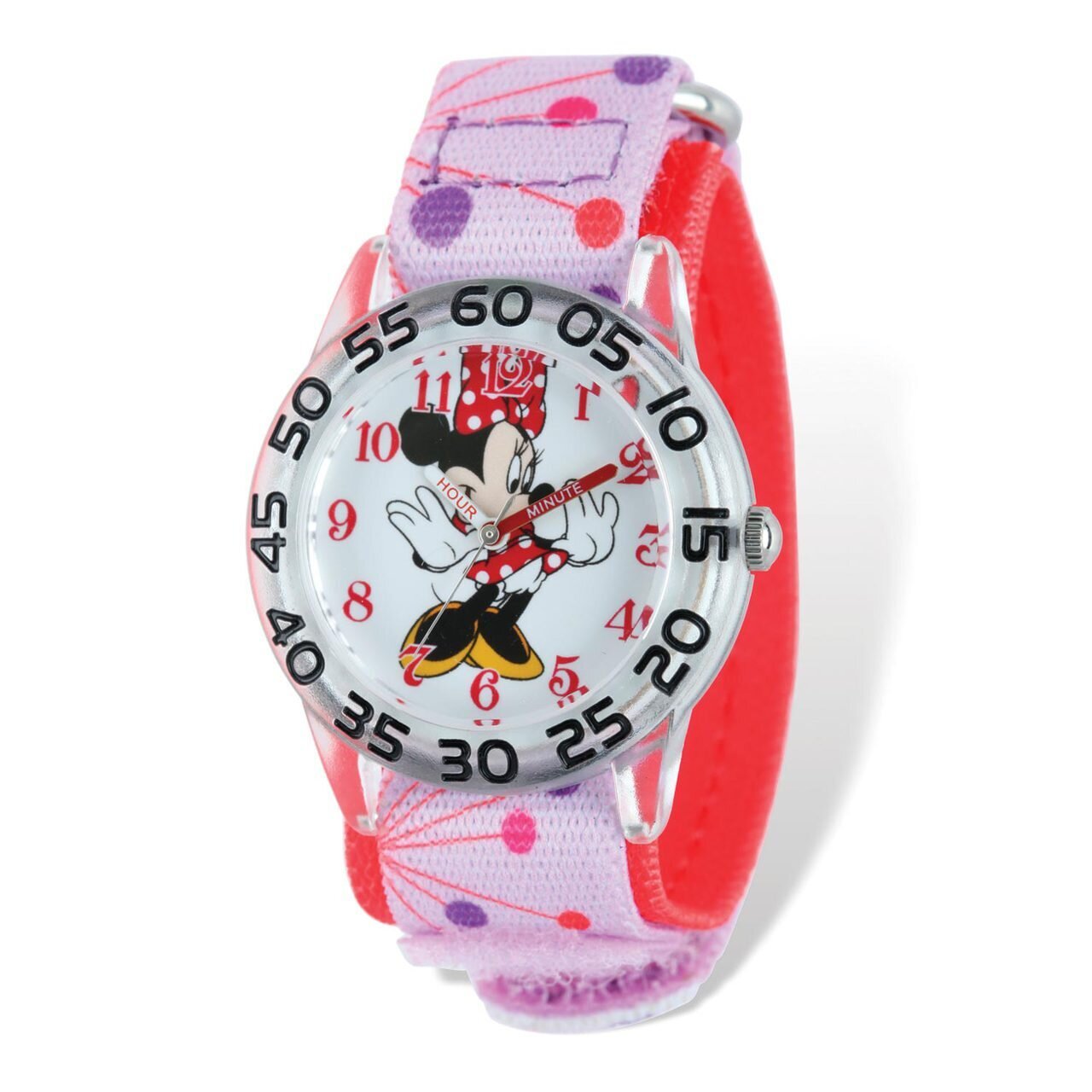 Disney Minnie Mouse Pink Dot Acrylic Time Teacher Watch Kids XWA5128, MPN: XWA5128, 843231080485