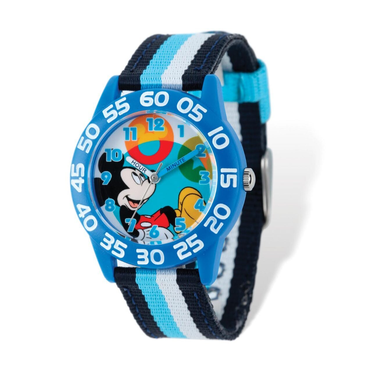 Disney Mickey Mouse Striped Acrylic Time Teacher Watch Kids XWA5132, MPN: XWA5132, 843231081390