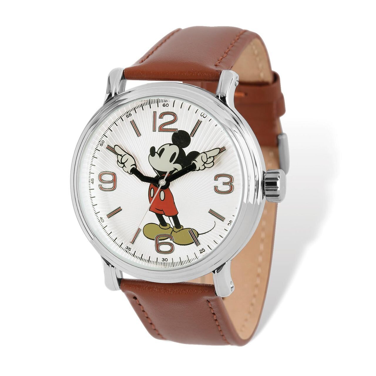 Disney Brown Leather Mickey Mouse Watch Adult Size XWA5153