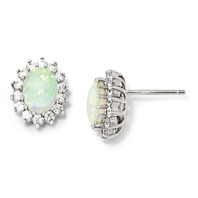 Cheryl M Opal Post Earrings Sterling Silver Cubic Zirconia QCM999, MPN: QCM999, 883957459370