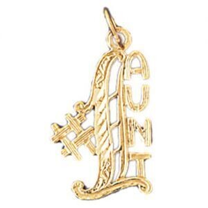 Dazzlers Jewelry Number One Aunt Pendant Necklace Charm Bracelet in Yellow, White or Rose Gold 9980…