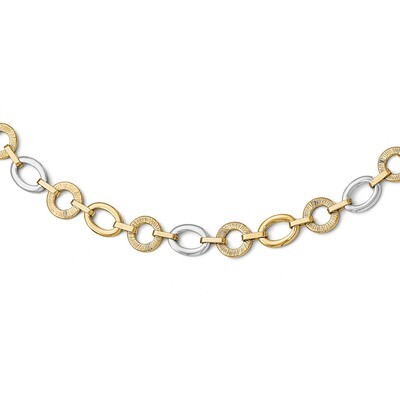 Leslie&#39;s Polished Textured Fancy Necklace - 14k Gold Two-tone HB-LF420-18, MPN: LF420-18, 886774971…