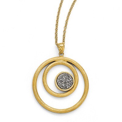 Leslie&#39;s Round Pendant with Grey Druzy Necklace - 14k Gold HB-LF444-17, MPN: LF444-17, 191101296956