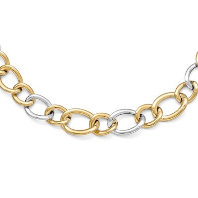 Leslie&#39;s Polished Link Necklace - 14k Gold Two-tone HB-LF363-18, MPN: LF363-18, 191101002595