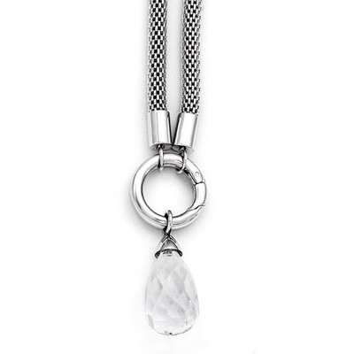 Polished Interchangeable Glass Charm Necklace - Stainless Steel SRN1773-16.5 by Chisel, MPN: SRN177…