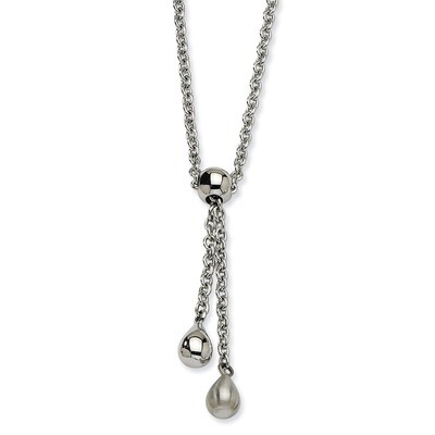 Brushed &amp; Polished Teardrop 20 Inch Y Necklace - Stainless Steel SRN581 by Chisel, MPN: SRN581, 886…