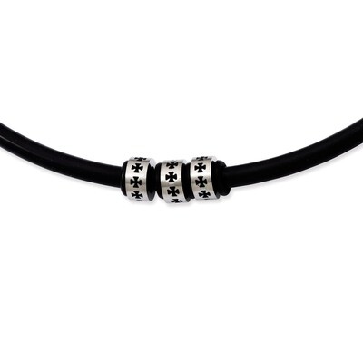 Black Rubber Cord 19 Inch Necklace - Stainless Steel SRN881 by Chisel, MPN: SRN881, 886774975009