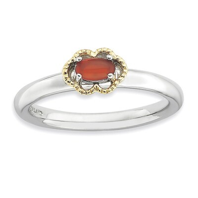 14k Gold Red Agate Polished Ring - Sterling Silver QSK904, MPN: QSK904, 886774229270