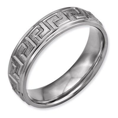 Ridged Edge Greek Key Design 6mm Satin Polished Band - Titanium TB71_CH by Chisel, MPN: TB71_CH, 88…