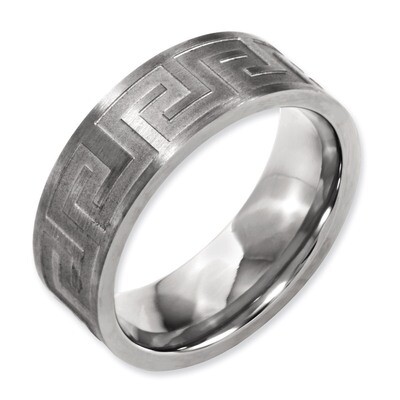 Greek Key 8mm Satin &amp; Polished Band - Titanium TB343 by Chisel, MPN: TB343, 886774532134