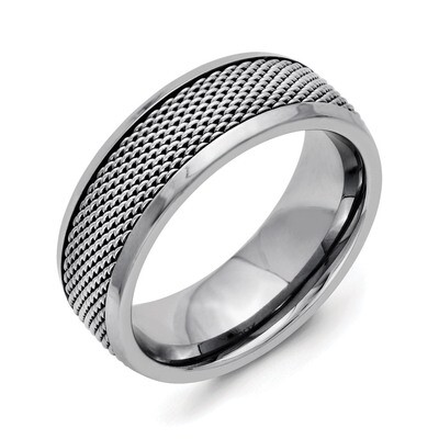 Base with Stainless Steel Mesh Center 8mm Band - Titanium TB386 by Chisel, MPN: TB386, 886774532530