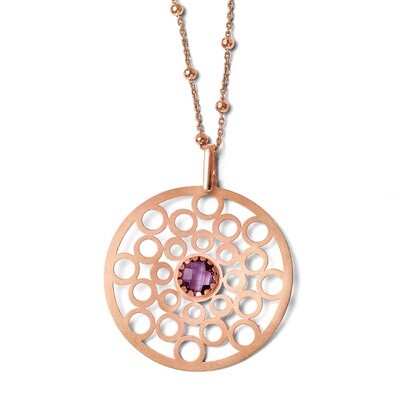 Leslie&#39;s Rose-tone 18k Gold Flash Amethyst Necklace - Sterling Silver HB-F122, MPN: F122,