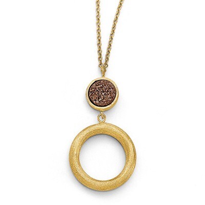 Leslie&#39;s Brown Druzy Scratch-finish Necklace - 14k Gold HB-LF453-17, MPN: LF453-17, 191101297243