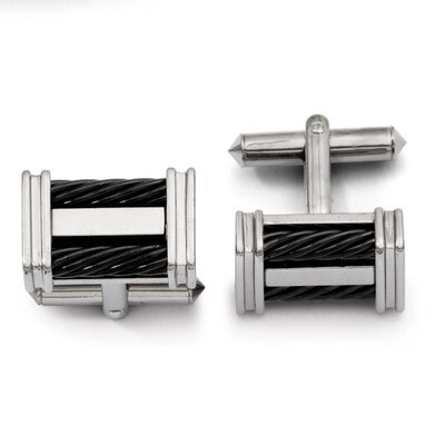 Black IP-plated Wire Cufflinks - Titanium TBC116 by Chisel, MPN: TBC116, 886774622538