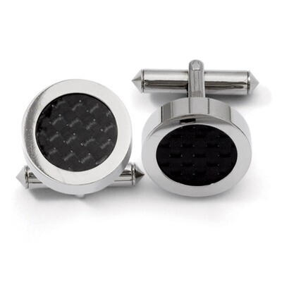 Black Carbon Fiber Cufflinks - Titanium TBC112 by Chisel, MPN: TBC112, 886774237763