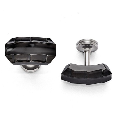 Edward Mirell Black Titanium Faceted Edges Polished Cufflinks EMC112 by Edward Mirell, MPN: EMC112,…