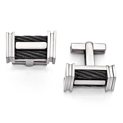 Edward Mirell Titanium Cable Polished Cufflinks EMC103 by Edward Mirell, MPN: EMC103, 614664003187