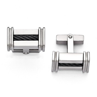 Edward Mirell Titanium Cable Polished Cufflinks EMC102 by Edward Mirell, MPN: EMC102, 614664003170