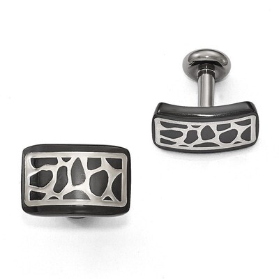 Edward Mirell Black Titanium &amp; Sterling Silver Polished Cobblestone Cufflinks EMC121 by Edward Mire…