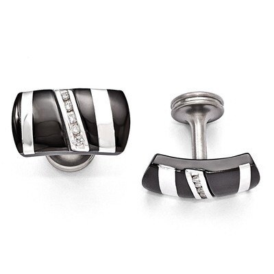 Edward Mirell Black Titanium &amp; Sterling Silver .19 ct. Diamond Cufflinks EMC118 by Edward Mirell, M…
