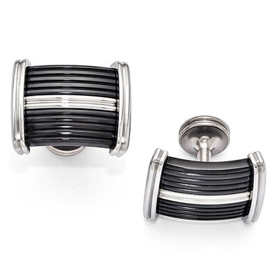 Edward Mirell Black Titanium &amp; Stainless Steel Polished Cufflinks EMC116 by Edward Mirell, MPN: EMC…
