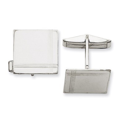 Square with Line Design Cufflinks 14k White Gold MC255, MPN: MC255, 886774618517