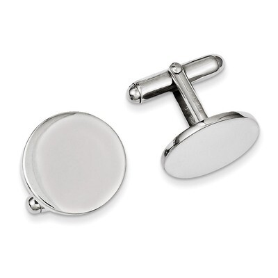 Round Cufflinks Sterling Silver Rhodium-plated QQ509, MPN: QQ509, 883957027647