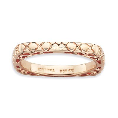 Pink-plate Square Ring - Sterling Silver Polished QSK787, MPN: QSK787, 886774225487
