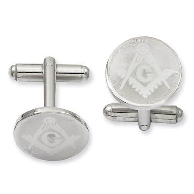 Kelly Waters Round Masonic Cufflinks Rhodium-plated GP3825, MPN: GP3825,