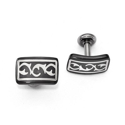 Edward Mirell Black Titanium &amp; Sterling Silver Polished Thorn Cufflinks EMC122 by Edward Mirell, MP…