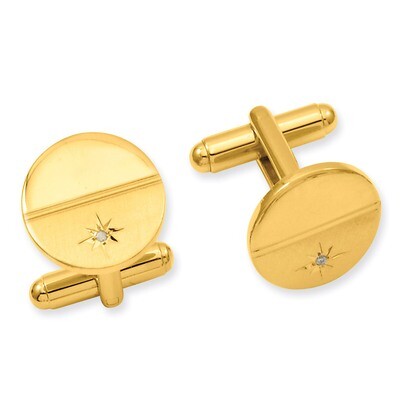 Kelly Waters .01 Ct. Diamond Polished &amp; Satin Cufflinks Gold-plated GP3847, MPN: GP3847,