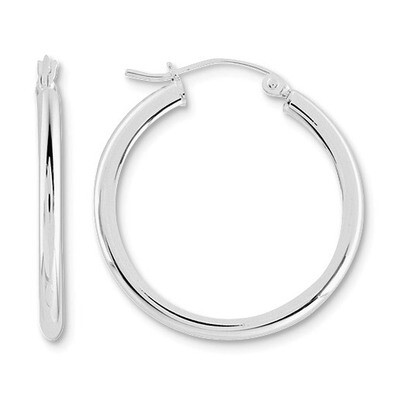 2.5mm Round Hoop Earrings - Sterling Silver Rhodium-plated QE4386, MPN: QE4386, 883957930060