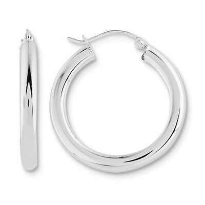 3mm Round Hoop Earrings - Sterling Silver Rhodium-plated QE808, MPN: QE808, 883957940915