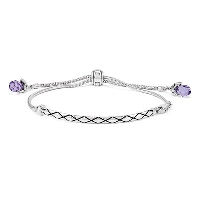 Purple Swarovski Elements Adjustable Bead Bracelet - Sterling Silver QG3500, MPN: QG3500, 886774613…