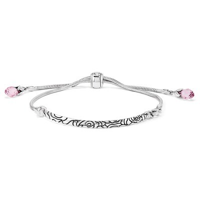 Pink Swarovski Elements Adjustable Bead Bracelet - Sterling Silver QG3501, MPN: QG3501, 886774613321