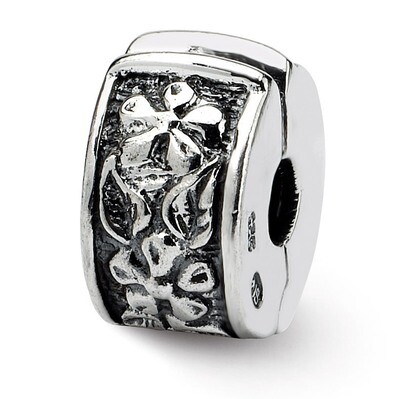 Hinged Floral Clip Bead - Sterling Silver QRS108, MPN: QRS108, 883957719474