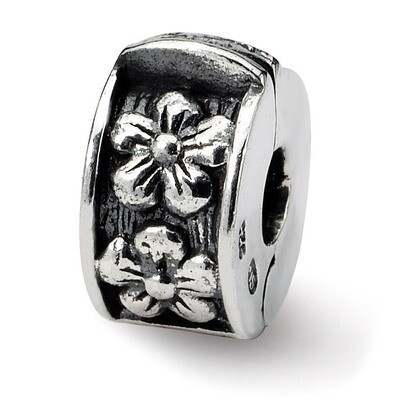 Hinged Floral Clip Bead - Sterling Silver QRS107, MPN: QRS107, 883957719467