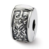 Hinged Floral Clip Bead - Sterling Silver QRS109, MPN: QRS109, 883957719481