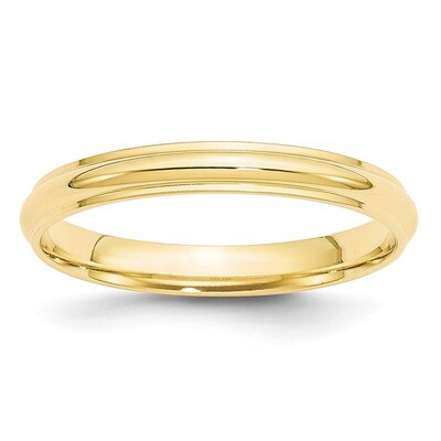 3mm Half Round with Edge Band 10k Yellow Gold Engravable 1HRE030-10, MPN: 1HRE030-10, 886774451121