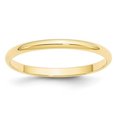 2mm Lightweight Half Round Band 10k Yellow Gold Engravable 1HRL020-9, MPN: 1HRL020-9, 886774452364